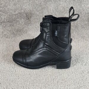 Saxon Syntovia Zip Up Paddock Boots Horse Riding Black Zip Girl Youth 11